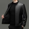 YILITENG Men's Stand-Collar Leather Business Casual Jacket