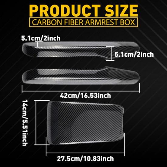 For 2016- Honda Civic 10Th Carbon Style Armrest Box Cover Center Console H