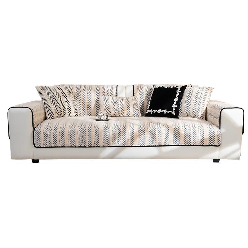 Cotton Velvet Sofa Cover Living Room Thickened Plush Sofa Cushion Winter Non-slip Warm Soft Cushion Winter Sofa Protection Cover