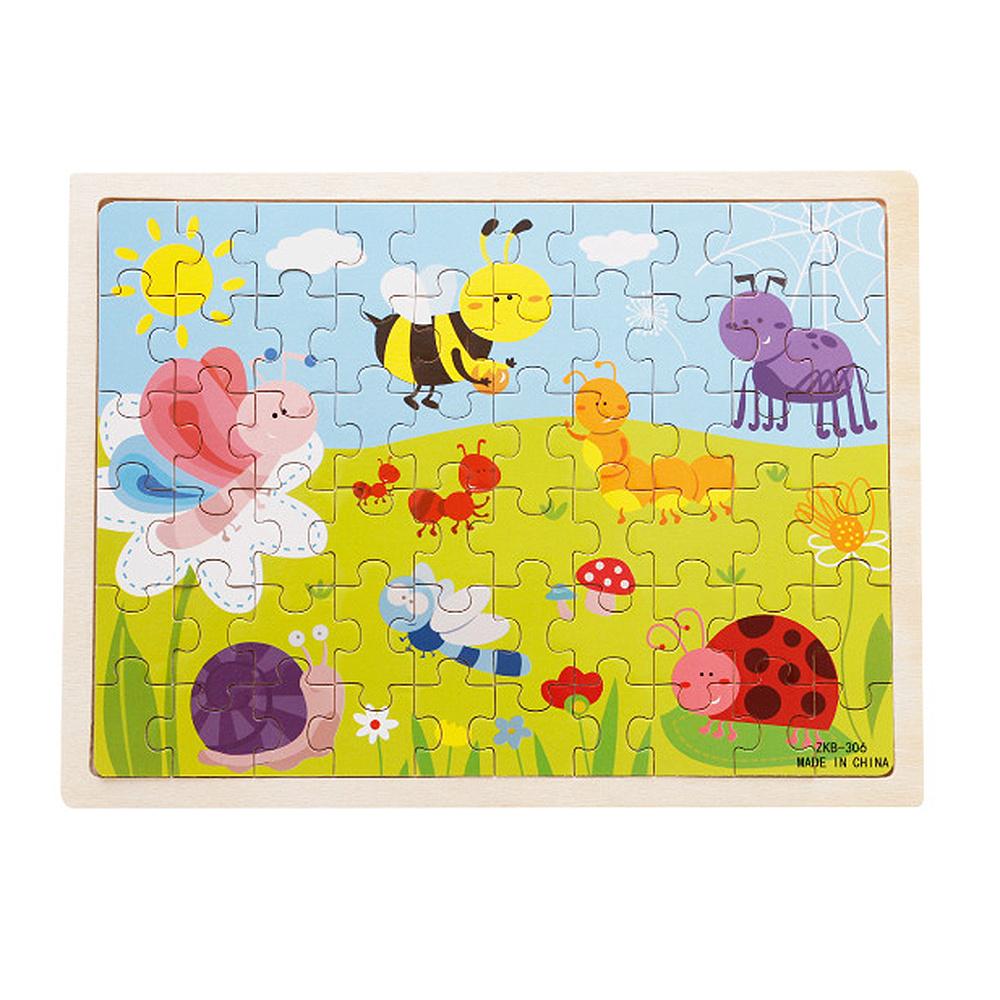 Kids Wooden Cartoon Cognitive Puzzle Baby Colorful Educational Toy For Toddler