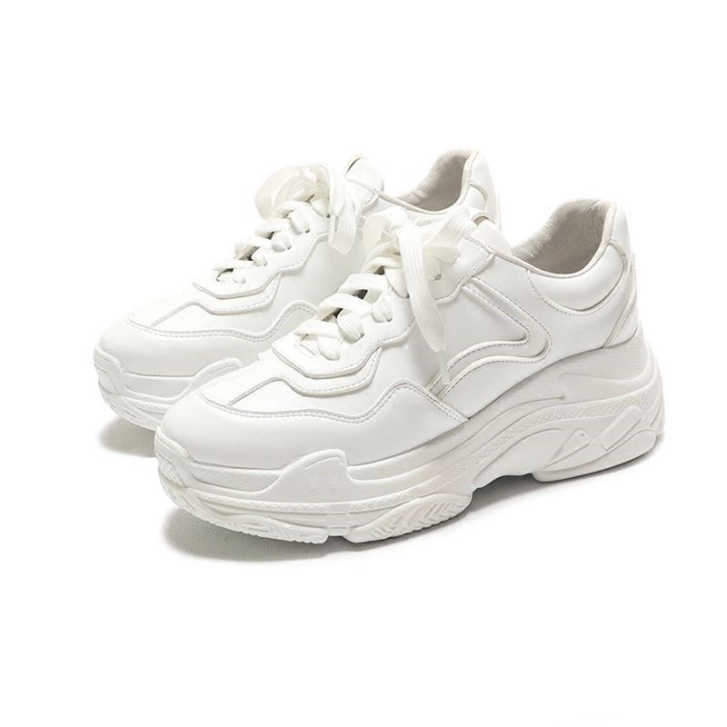 Autumn New Dad Shoes Platform Sneakers Female Korean Version Ulzzang Harajuku Height-increasing Students, White Shoes