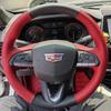 For Cadillac CT5 XT5 XT4 ATSL CT6 XT6 CT4 Auto Parts Hand-stitched Non-slip Black Red Genuine Leather Car Steering Wheel Cover
