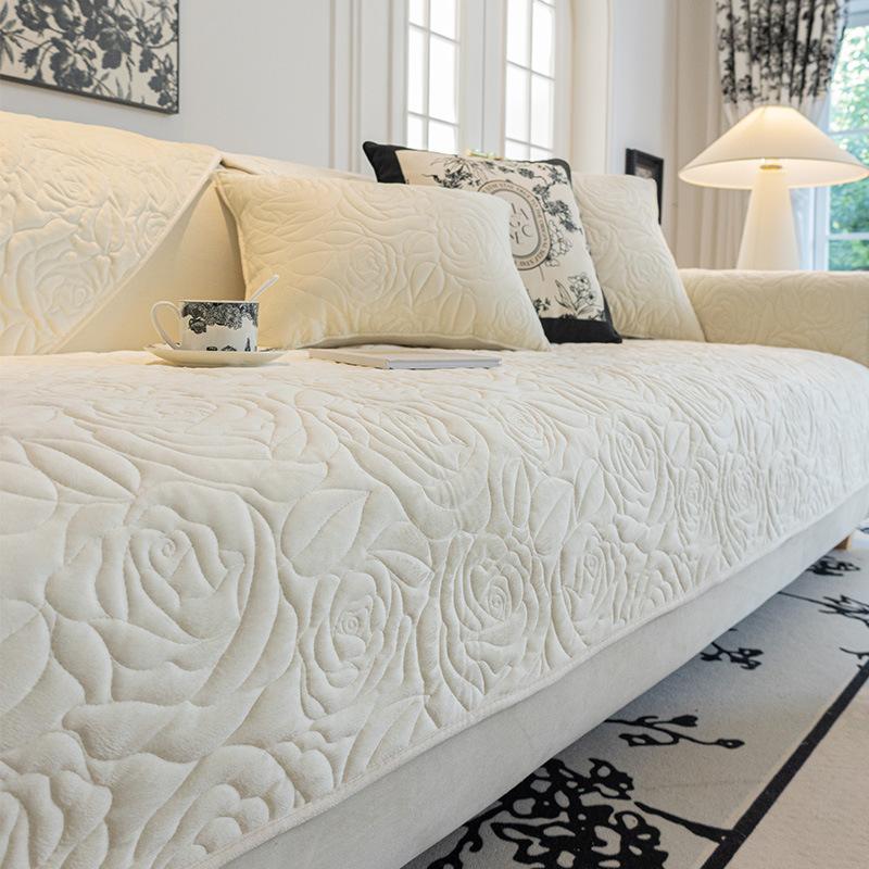 Cojín de sofá de otoño e invierno, cojines de asiento antideslizantes de alta gama, funda de sofá de vellón grueso, funda de tela