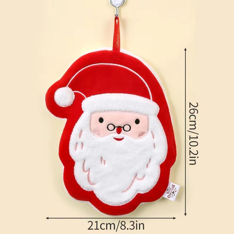Cute Christmas Cleaning Towel Coral Velvet Hand Towel Snowman Bathroom Hanging Absorbent Dishcloth Soft Cleaning Cloth Rag