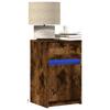 Nightstand with LED Lights Smoked Oak Wood Material