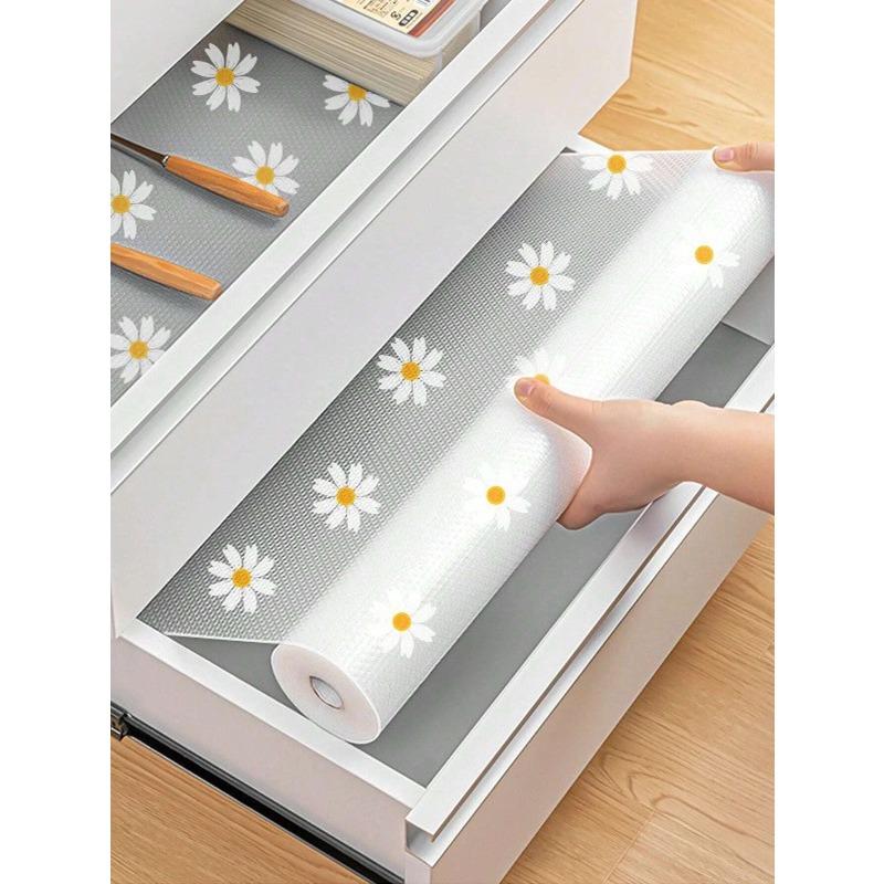1 Roll Daisy Shelf Liner For Kitchen Cabinets EVA Waterproof Fridge Pad Cupboard Mat Easy Placemats Non-Adhesive Drawer Liner 100x30cm 569₽