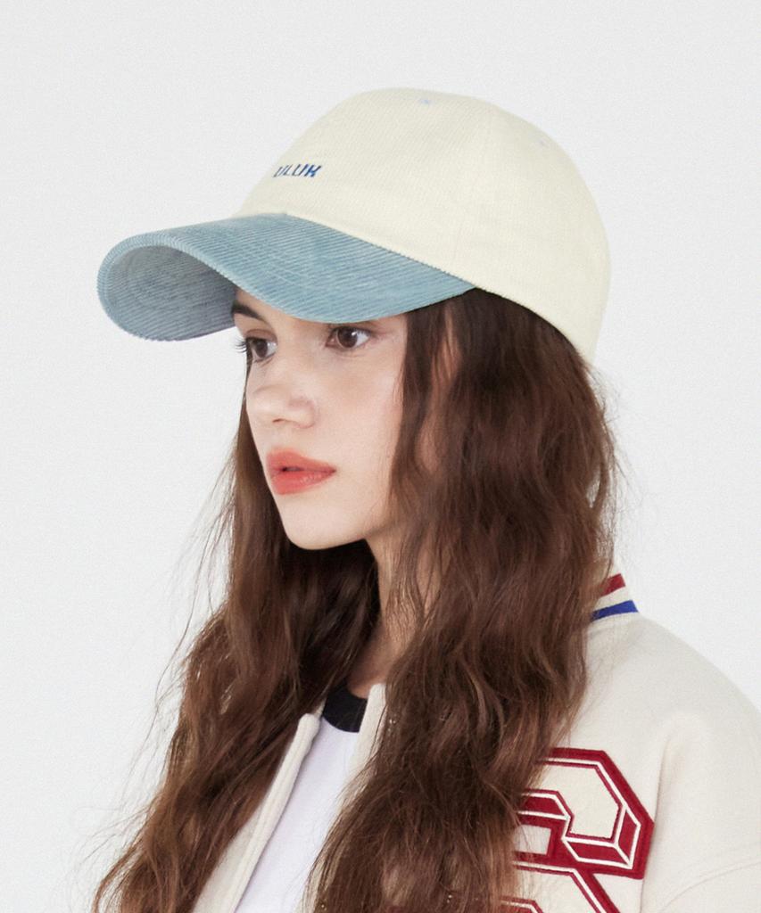 ULUK Essential Embroidered Corduroy Color Block Ball Cap_Sky Blue