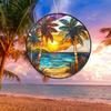 Beach Sunset Suncatcher Ornament Acrylic Window Decoration, Creative Lighting Craft Pendant Home Decoration Hanging