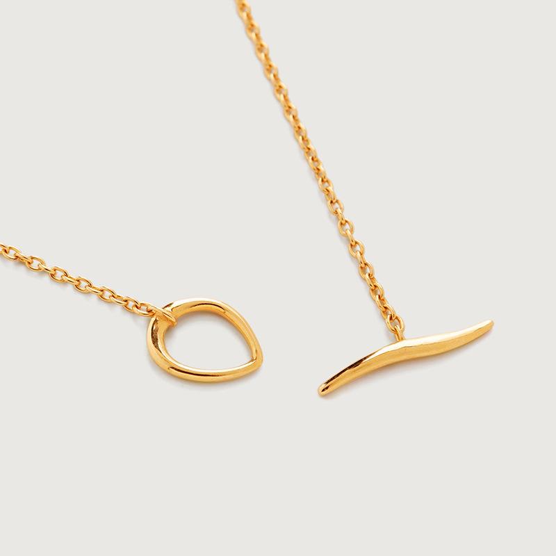 Fashion Accessories Pure Silver Simple Multifunctional OT Buckle Necklace for Women 18k Gold-plated Silver Necklace 18K gold  WX1335 серебряный