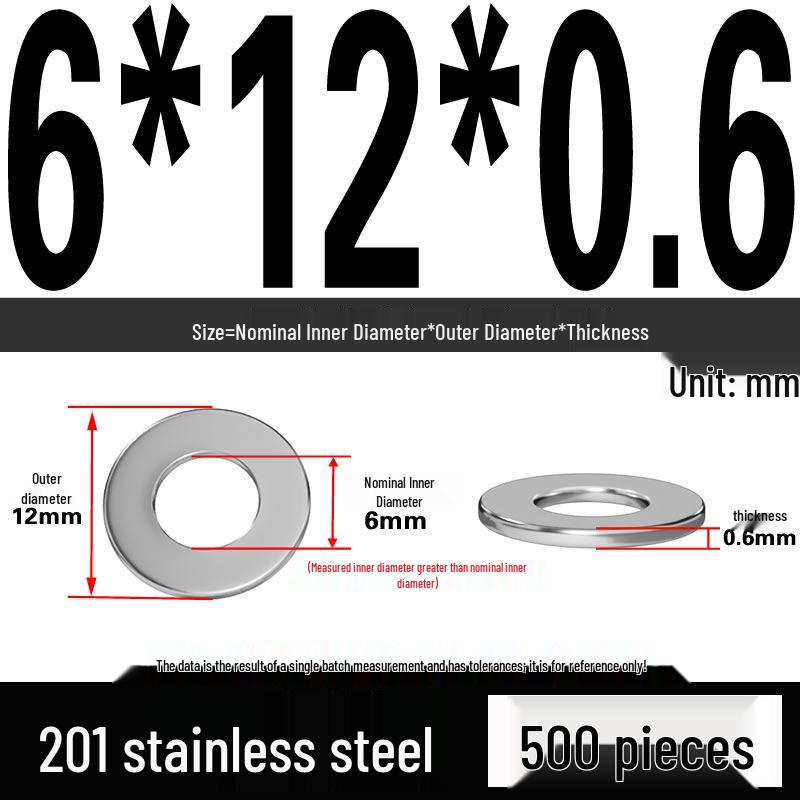201 Stainless Steel Flat Washer Shim, GB97, Sizes M3 to M30