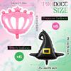 12Pcs Wicked Party Ballons Accessory Set Wicked Party Balloons Black Witch Hat and Pink Princess Crown Decoration