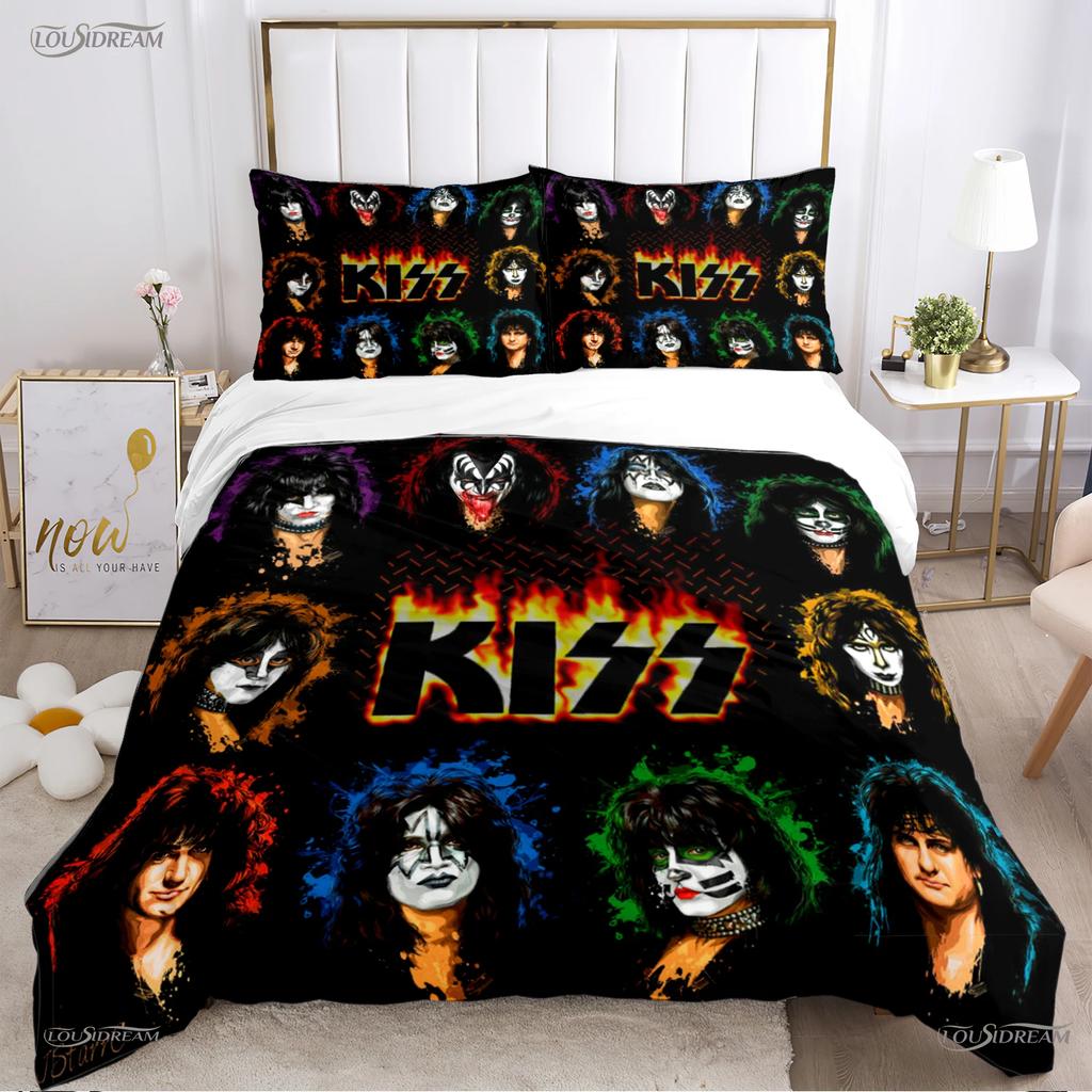 Kiss Band Rock Music All Season Duvet Cover Comforter Bedding Set Soft Quilt Cover And Pillowcases Teen Single/Double/Queen/King
