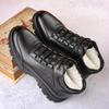 Fashion NEW Genuine Leather Cotton Shoes Men's Winter Plush Warm Leather Shoes Thickened Wool Anti-skid Leisure Trend High Top Shoes Men