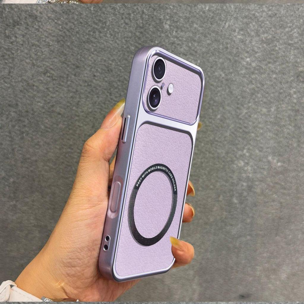 Upgraded Big Lens Protection Case for iPhone 17 Luxury Leather Casing with Magnetic Ring