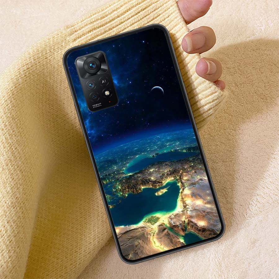 Erde, Sterne, Weltraum Handyhülle Für Redmi Note 13 14 15 Pro Plus 12 13C 12C 15C 9 10 10C 9T 9C 9A TPU Weiche Hülle Klare Handyhüllen