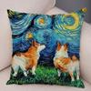 Colorful Pet Shepherd Dog Cushion Cover Pillow Case Pillow Covers Decor Oil Painting Cartoon Animal  Pillowcase 45x45