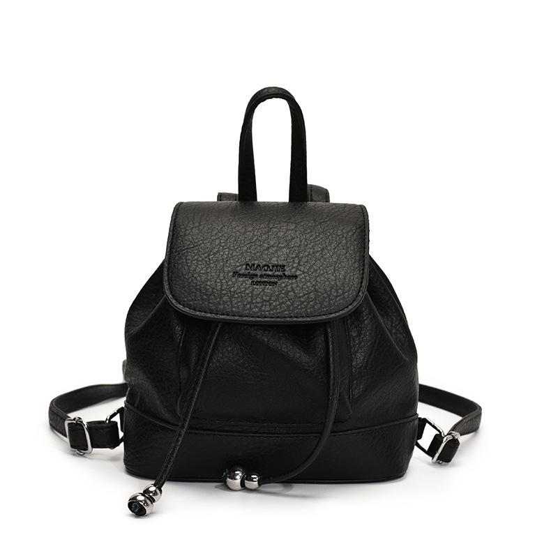 

Популярный оптовый нишевый дизайн простая и универсальная текстура ручная маленькая сумка досуг поездки рюкзак женский чёрный