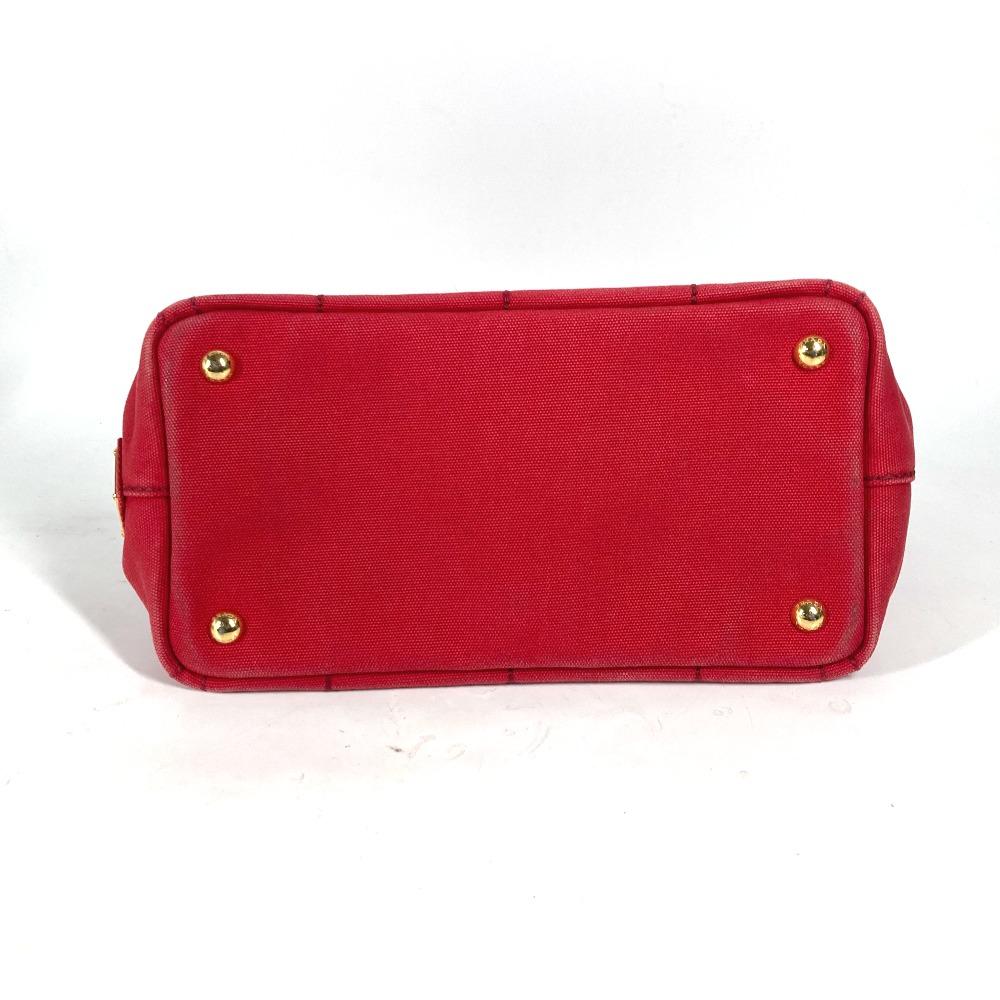 PRADA Logo Canapa SS MINI Bag Tote Bag Hand Bag Canvas Red