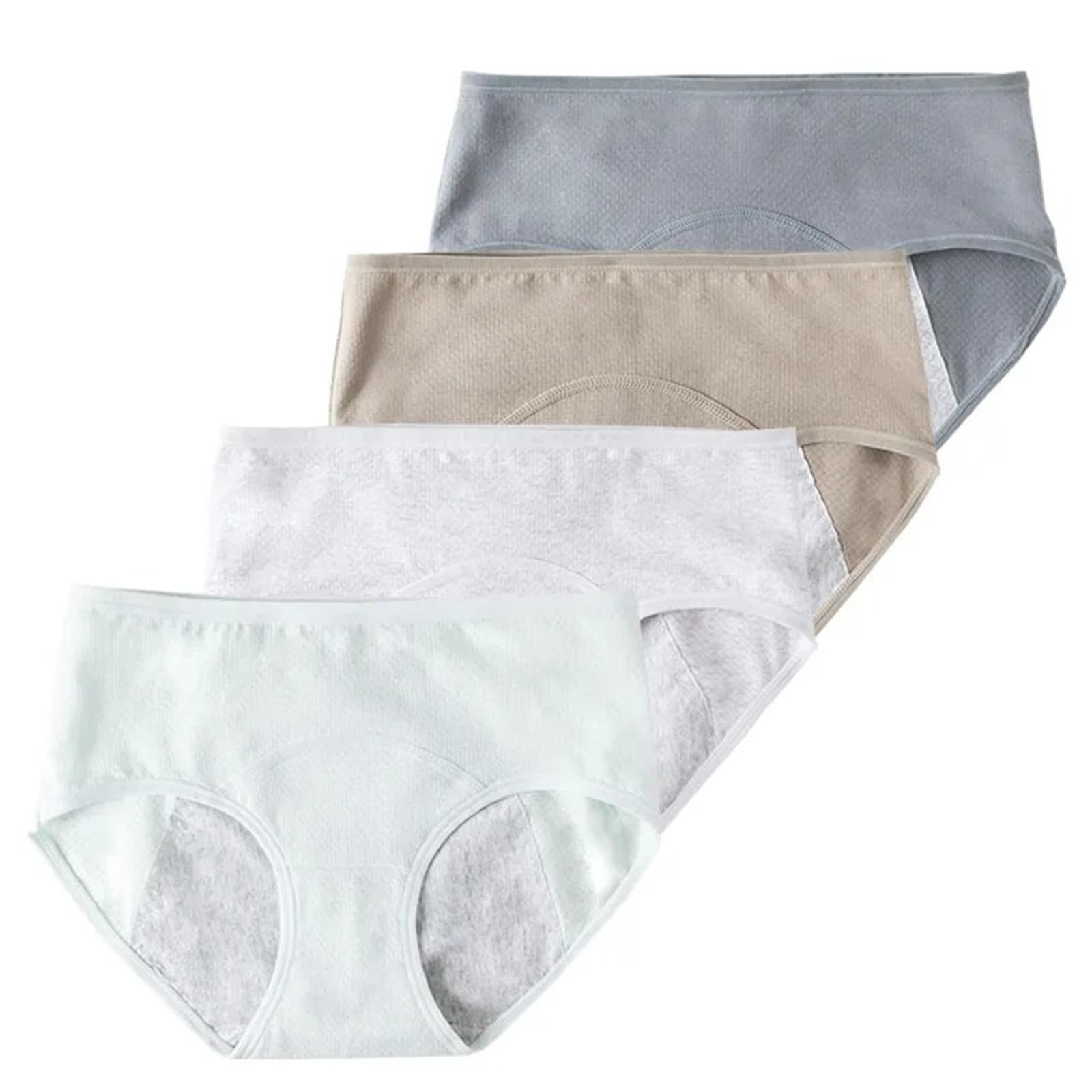 

4 Pack Women s Cotton Leakproof Period Panties Middle Waist Comfortable Underwear Army Green Blue Light Green Light Grey 2XL