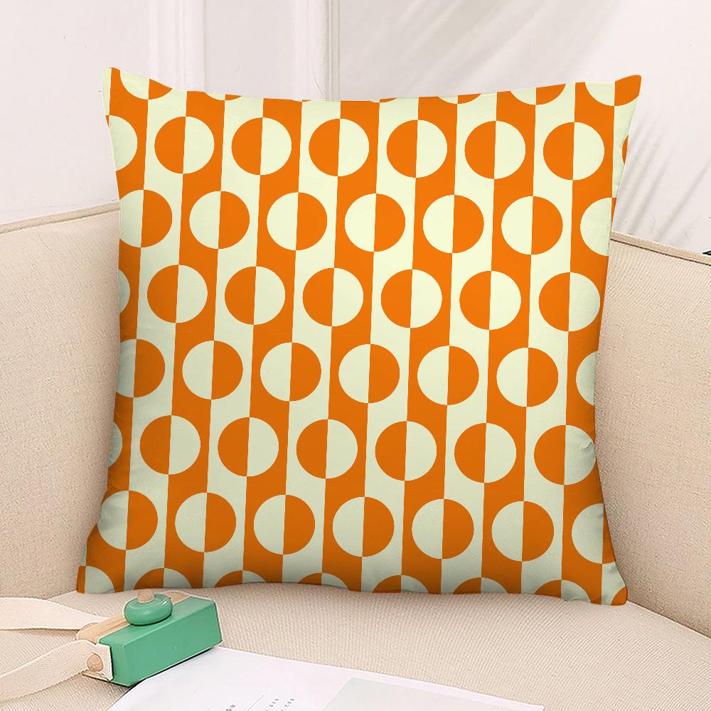 Orange Geometric Pillow Case 3D Print Polyester Fiber 40*40 cm Home Sofa Throw Pillow Cover Decoration Festival Gift