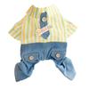 Huaqianguhh Striped Shirt Pet Jumpsuit, Four-Legged Dog Clothes, Denim Pants Outfit, Stylish Onesie Clothes for Small Dogs