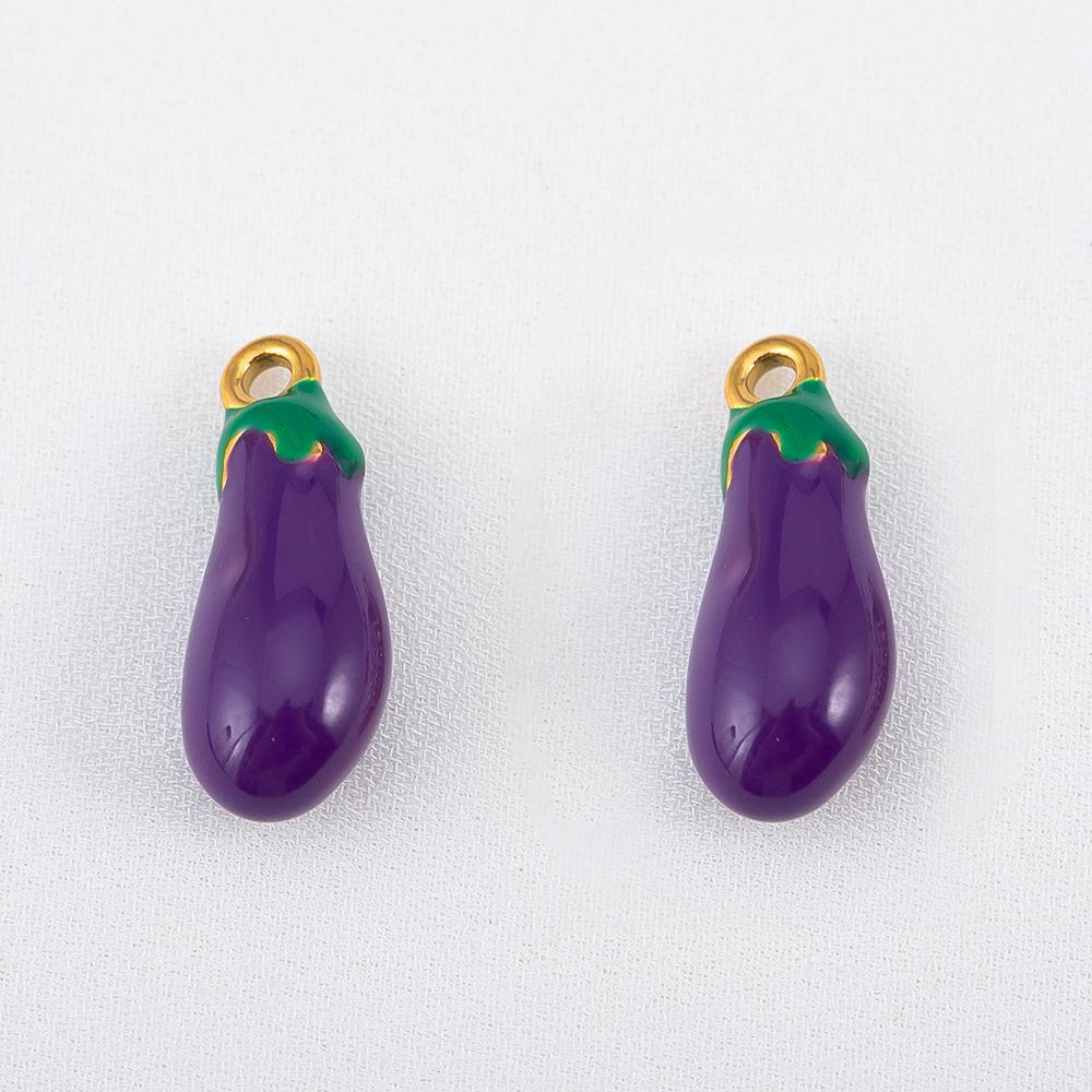 2pcs Stainless Steel Enamel Cute Strawberry Banana Corn Grape Cherry Charms Gold Plated DIY Bracelet Earrings Jewelry Findings