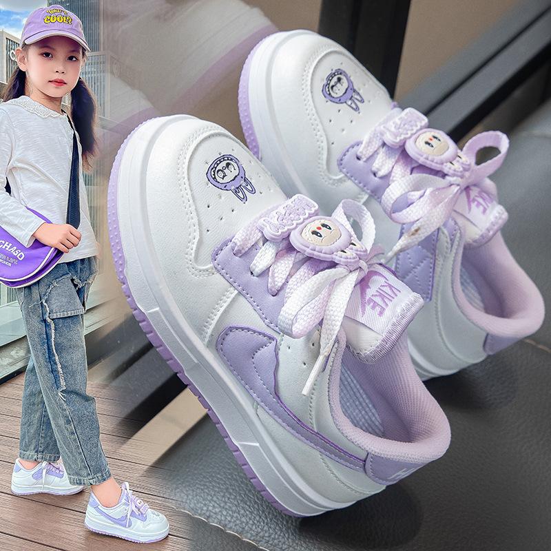 Children's cute cartoon sneakers girls casual shoes 2025 autumn new boys board shoes fashion white shoes trend