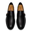 Fashion Men Genuine Leather Punching Loafers Slip-On Comfortable Casual Shoes All-match Dress Shoes for Men Business Classic Penny Flats