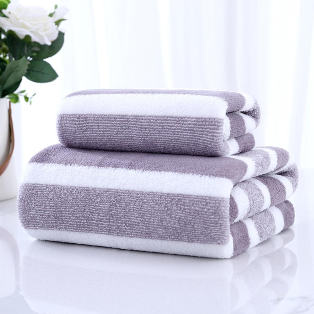 1 Pc Stripe Thickened Absorbent Soft Bath Towel for Home