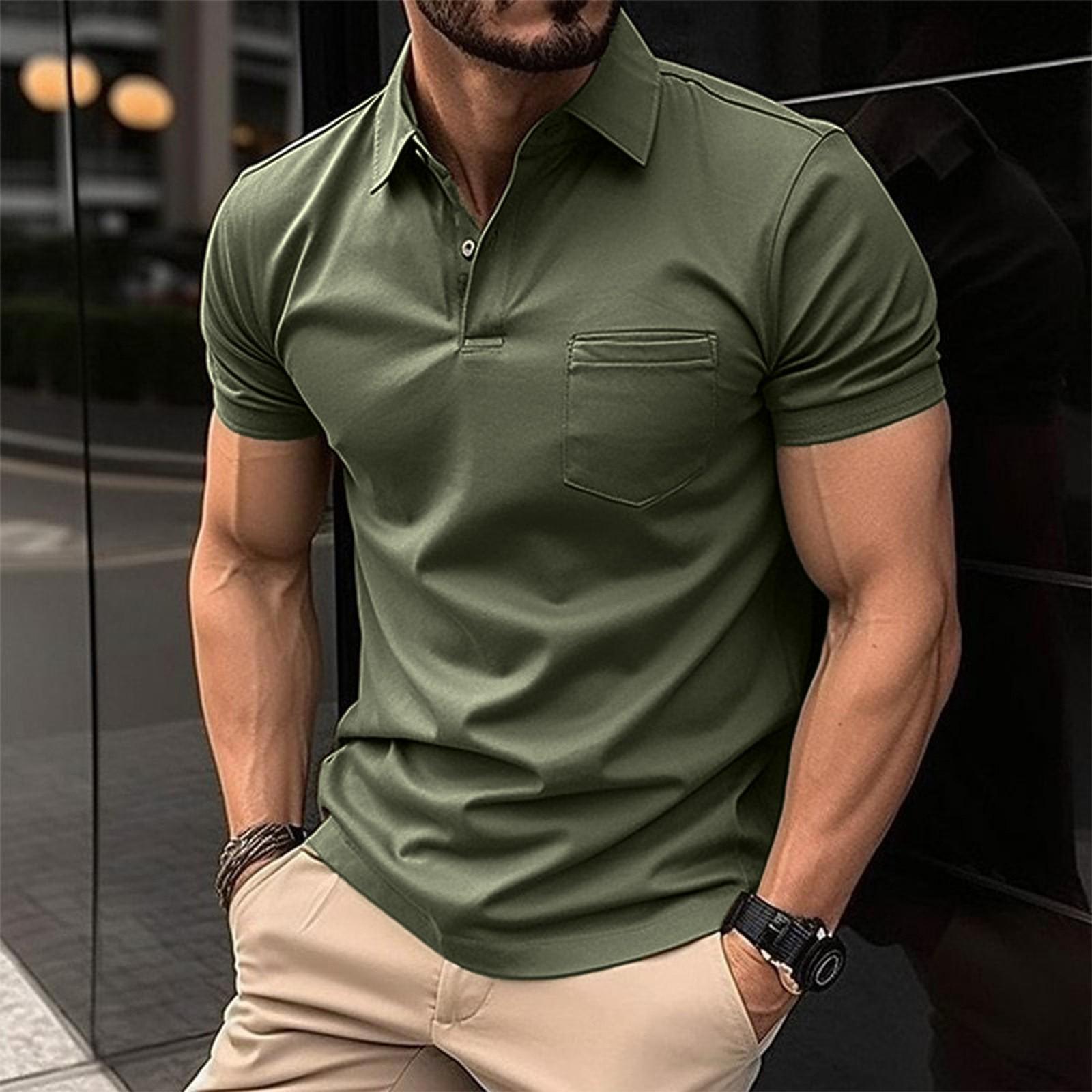 Summer Men s Button Short Sleeve Slim Fit Shirt Casual Top M