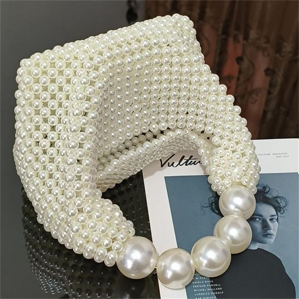 Ручная тканая сумка для ужина с большими бусинами и жемчугом — фото 4