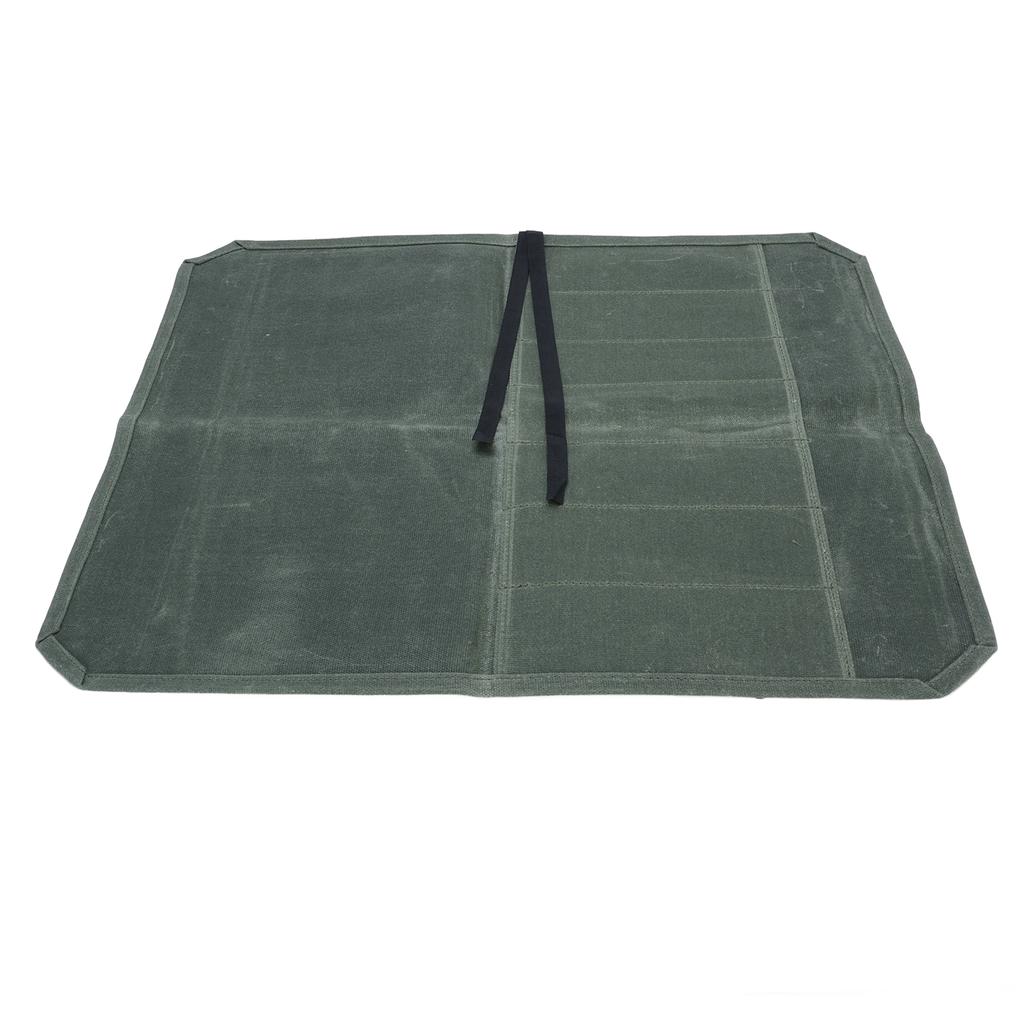 Besteckrolltasche Nass gewachste Leinwand Tragbar 7 Fächer Kochbesteckrolle Aufbewahrungstasche für Outdoor