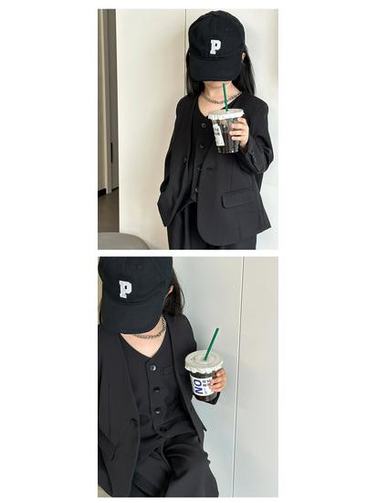 Podzim 2025 Dívčí třídílný bonbónový oblek - Korejský blejzr set