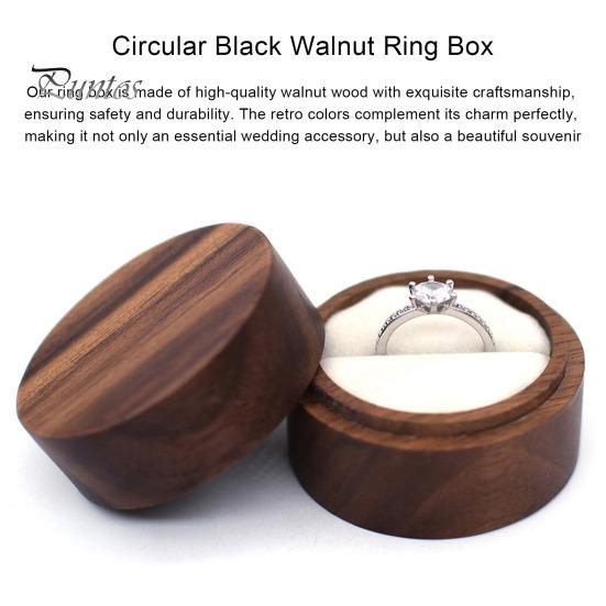 Ring Box Vintage Wooden Ring Storage Box Double Ring Display Case for Proposal Engagement Valentine Day