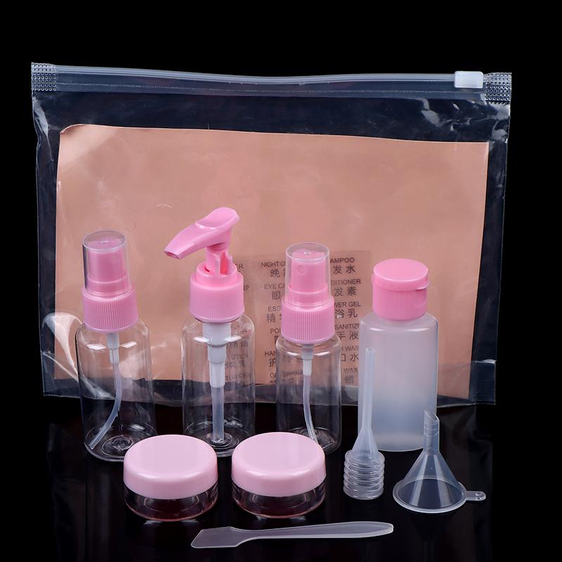 

11Pcs Travel Refillable Bottle Set Cosmetic Lotion Toner Spray Shampoo Essentials Cream Bottle Empty Container For Toiletries рожевий