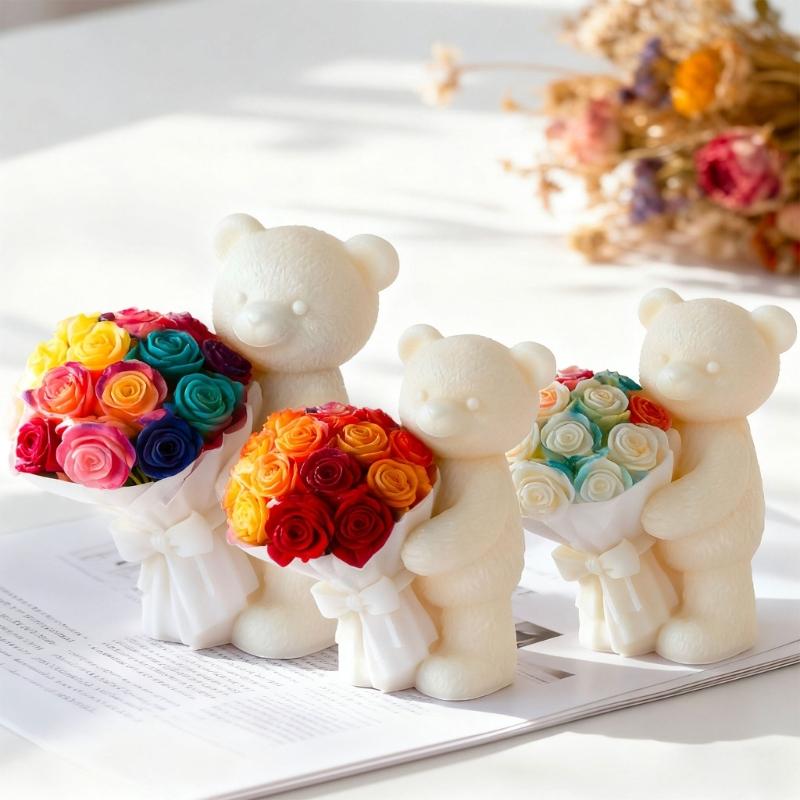 Silicone Candle Making Molds,Bear Epoxy Resin Casting Mold Aromatherapys Candle Soap Making Home Art Crafts Decors