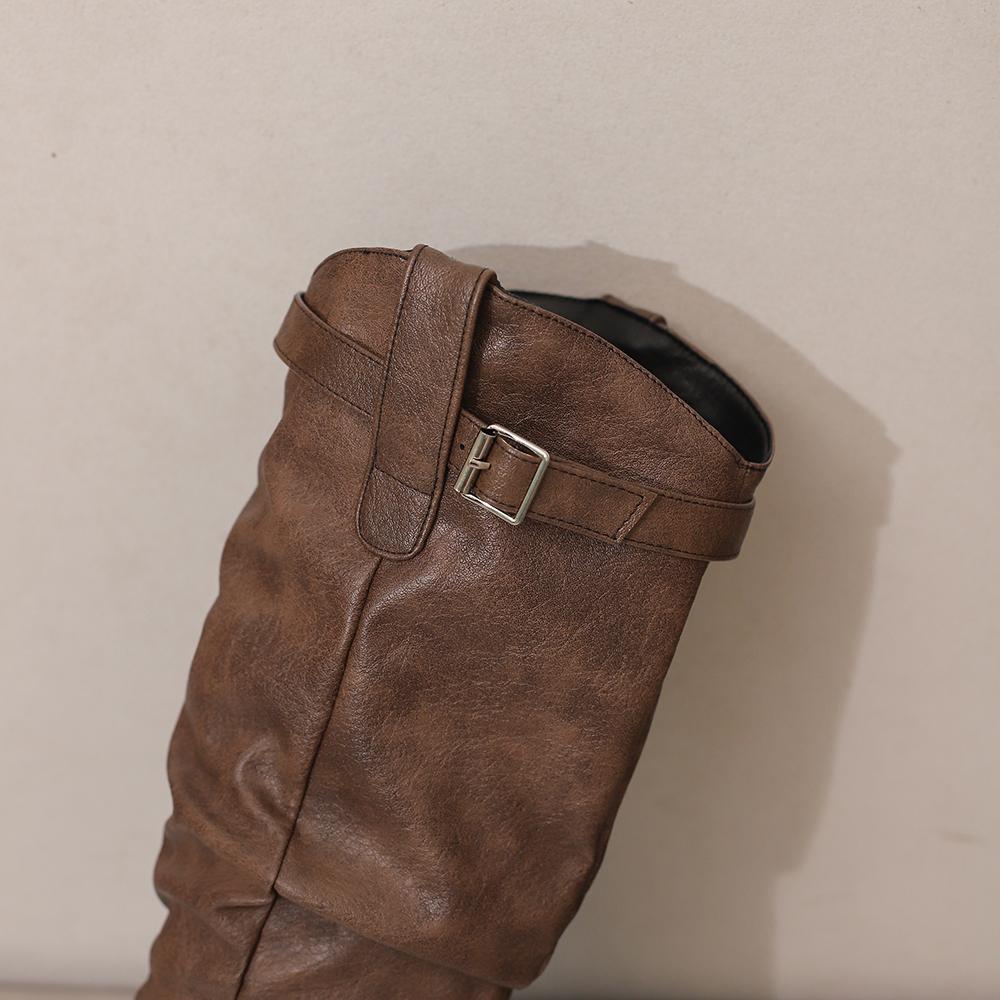 Yellow Wine Red Women Mid Calf Boots Med Wedge Heel Big Size 50