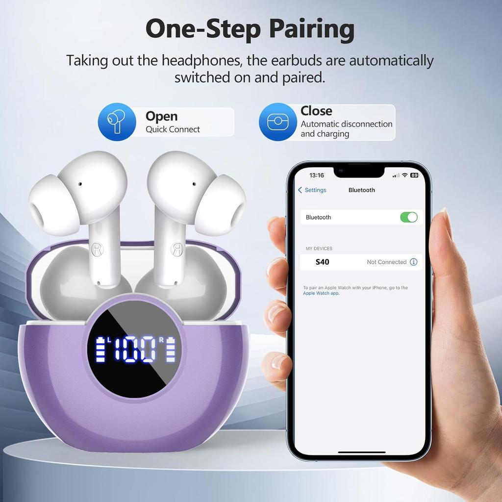S40 Bluetooth In-ear Noise Cancelling Earbuds: Long Battery Life, No Sound Leakage, High Quality
