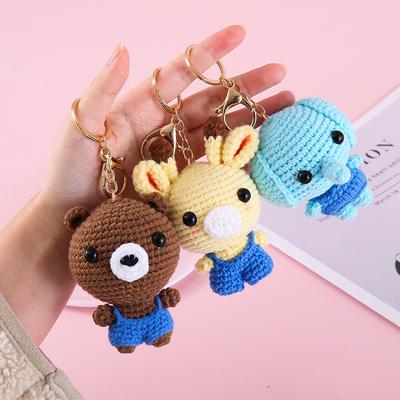 Funny Animal Doll Series Crochet Keychain Creative Knitting Animal Doll Keyrings For Bag Pendant Cute Puppy Knitted Car Keyrings