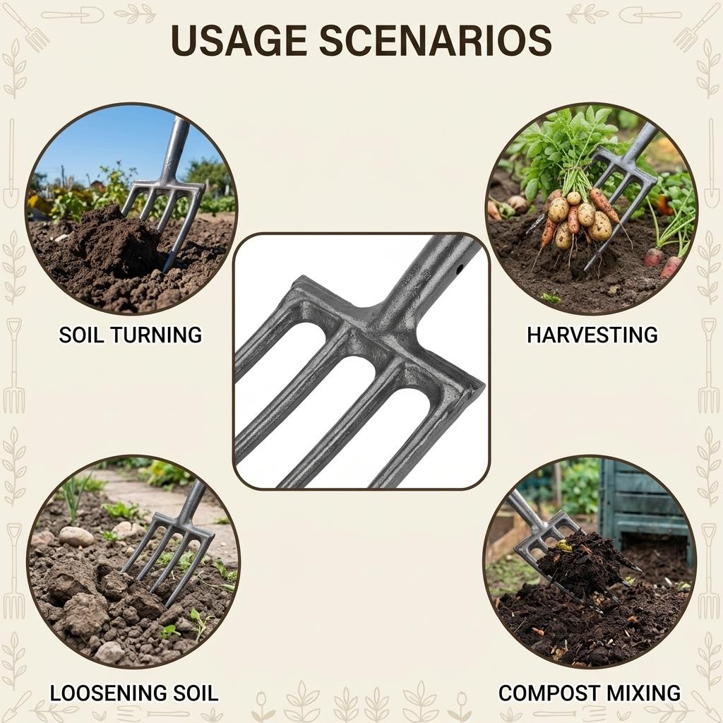 Garden Tool High-Manganese Steel Agricultural Digging Fork For Soil Turning Harvesting Multi Purpose