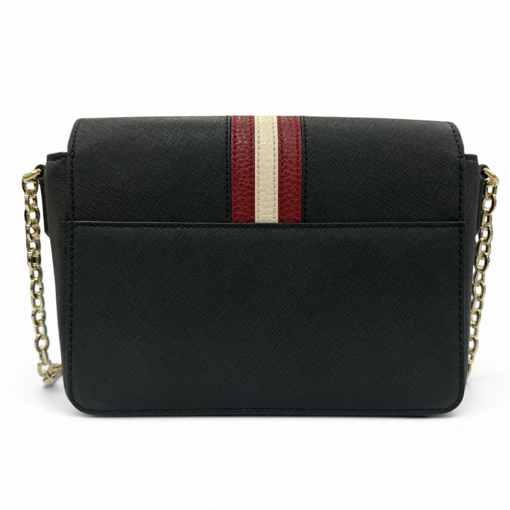 Ausgezeichnete BALLY Umhängetasche Seliah Logo Metall Kette Leder schwarz Leder Damen Gebraucht