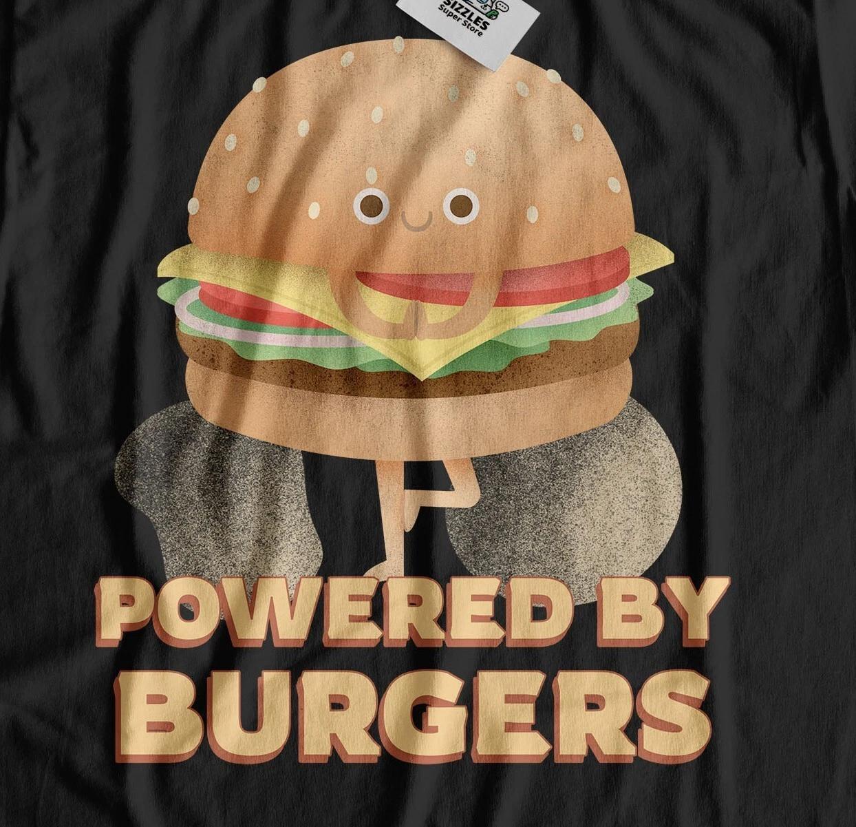 Powered By Burgers! Unisex Funny Beef Burgers T-Shirt S