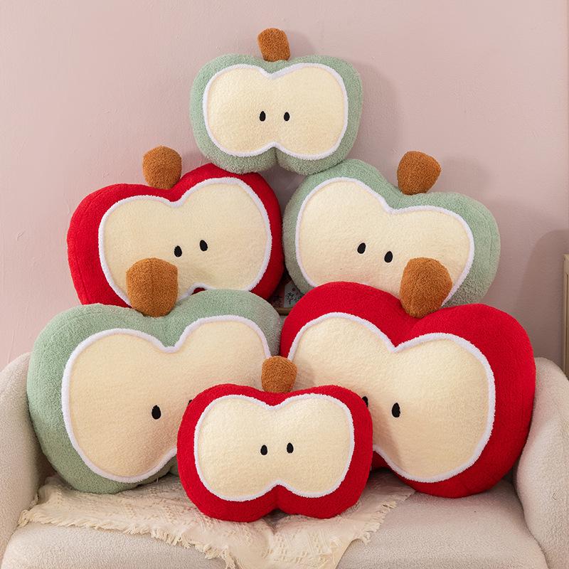 Apple Plush Pillow Cushion Soft Fluffy Toy Ins Style Minimalist Decor for Office Sofa Bedroom Gift 28*22cm зелёный