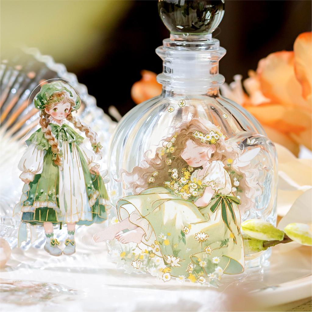 30 Pcs Fairy Tale Forest Girl Character Theme Hot Stamping Three-dimensional PET Sticker Bag Scrapbooking Accessories