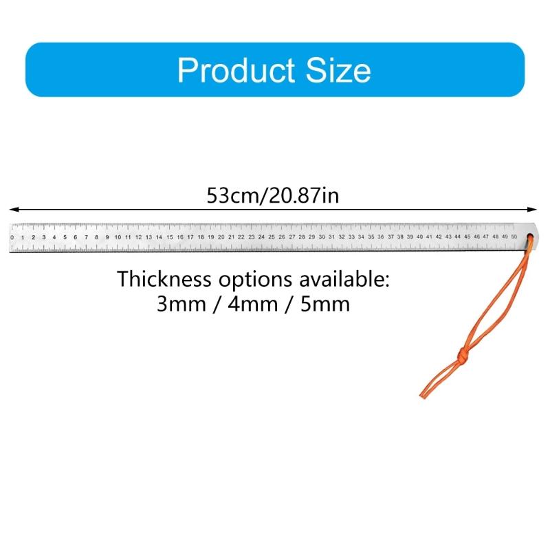 Multifunctional Ruler Straight Edges Measuring Tool 50cm Straight Ruler Stainless Steel Car Mounted Defense Ruler