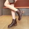 Soft leather velvet autumn and winter new women's thick heel retro fashion boots thick heel versatile boots