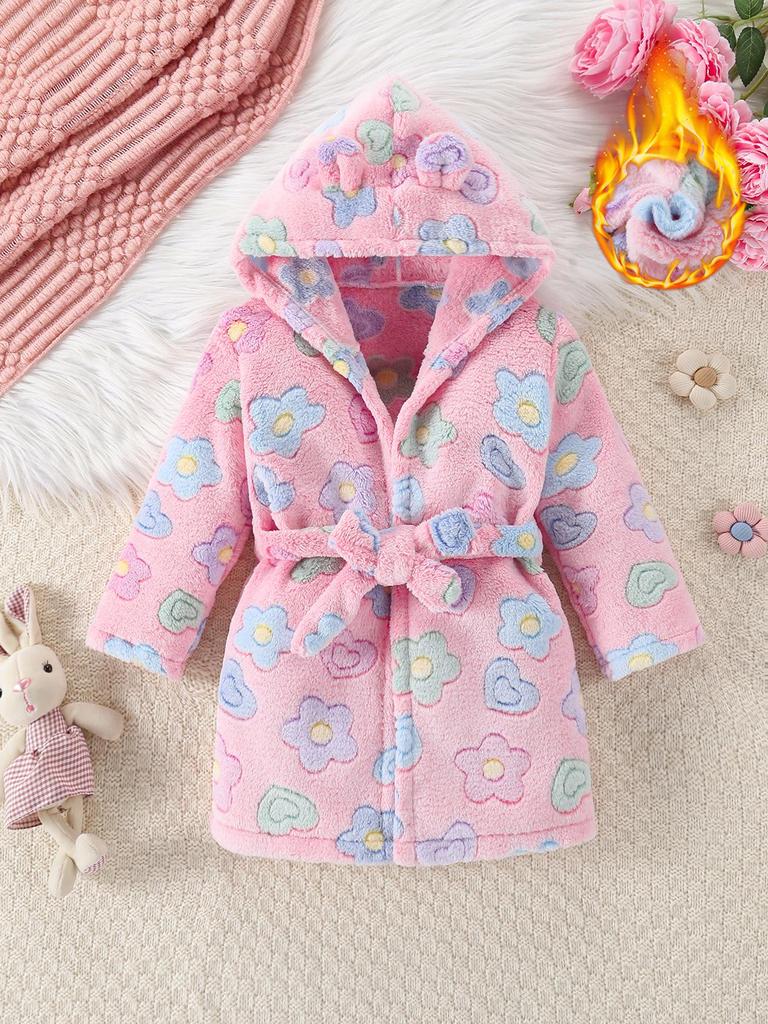 Dětský zesílený župan z korálového fleecu – flanelový župan pro chlapce a dívky, velikosti pro kojence až střední, vhodný pro všechna roční období