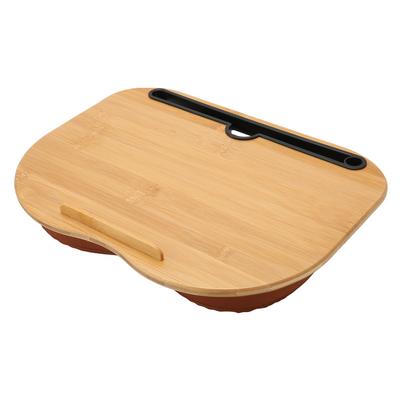 Laptop Desk Bamboo Wood Fits Up To 15.6 Inch Laptop Portable Lap Desk with Pillow Cushion for