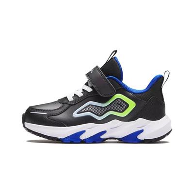 Kinder Rundspitze Klett Stoßdämpfend Abriebfest Low Top Laufschuhe Kinder Sneaker Schwarz 312349906-2