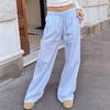 Vintage Y2k Blue Striped Casual Pants Oversized Harajuku Korean Fashion Old Money Baggy Trousers Woman Summer Thin